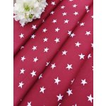 Látka 100% bavlna - velké bílé hvězdy na vínové – Zboží Dáma