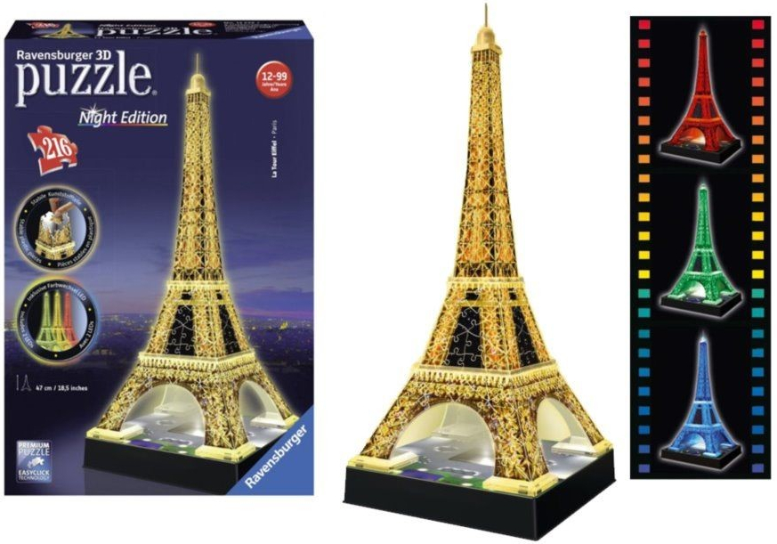 Ravensburger 3D puzzle svítící Eiffelova věž Noční edice 216 ks od 698 Kč -  Heureka.cz