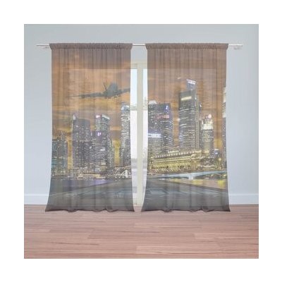 Sablio Záclony Letadlo nad mrakodrapy: 2ks 150x250cm – Hledejceny.cz