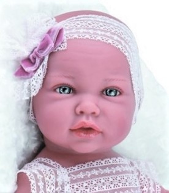 Marina & Pau Realistické miminko holčička Andulka v krajkovém bodíčku