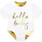 PartyDeco ubrousky Body Hello baby bílé 16x16cm – Zboží Dáma