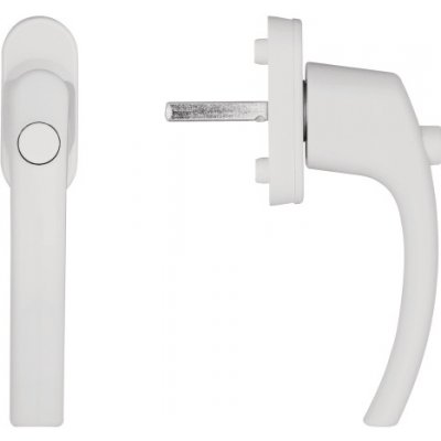 Blaugelb Okenní klika FGS 1758 s tlačítkem, 45°, trn 43mm, včetně šroubů, RAL9016 bílá – Zboží Mobilmania