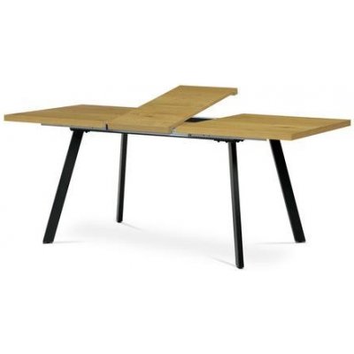 Autronic HT-780 OAK jídelní stůl 140+40x85x75 cm, deska melamin, 3D dekor divoký dub, kovové nohy, černý mat – Zboží Mobilmania