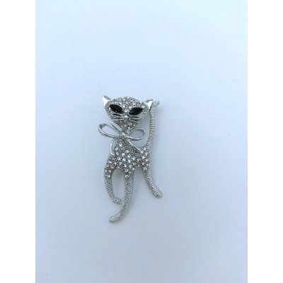 Phoenix brož Elegantní kočka s mašlí stříbrná 1427111745 – Hledejceny.cz