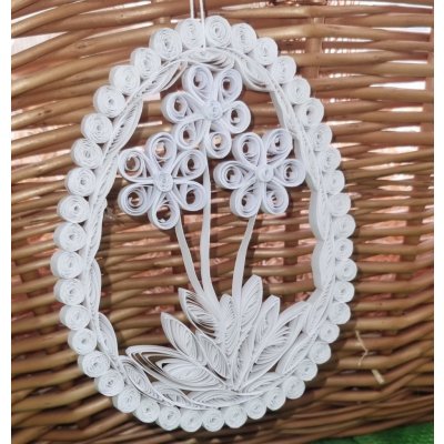 Papírové velikonoční vajíčko s květinami dekorace do bytu Bílá – Zboží Mobilmania