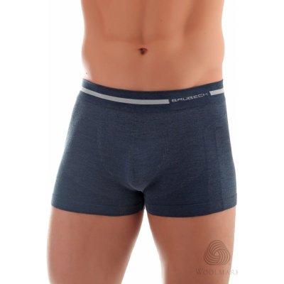 Brubeck bezešvé merino boxerky delší nohavička BX10430 modré tmavá