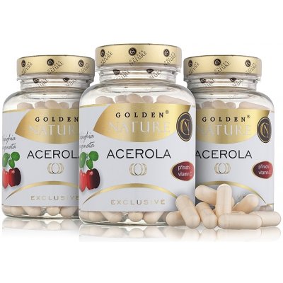 Golden Nature 2+1 Exclusive Acerola přírodní vitamin C 300 kapslí – Hledejceny.cz
