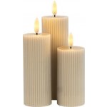 SIRIUS LED svíčky z pravého vosku dobíjecí Smilla, sada 3 ks, výška 10/12,5/15cm, pr. 7,5 cm, šedá, bez stanice – Hledejceny.cz