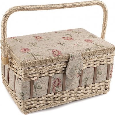 Kazeta / košík na šití čalouněný, střední, 18 režná – Zboží Dáma