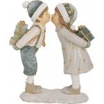 Clayre & Eef Zimní vánoční béžová dekorace děti s dárečky dávající si pusu - 15*6*18 cm – Hledejceny.cz