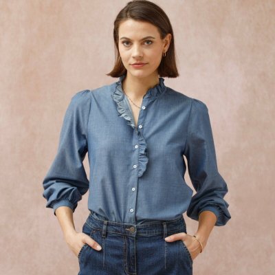 Halenka s volánkem modrá – Zboží Dáma