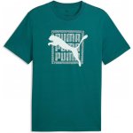 Puma pánské triko Graphic Wording Tee tmavě zelená bílá – Zboží Mobilmania