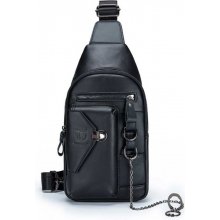 Bullcaptain kožená taška přes rameno Sander Černá 7L XB520