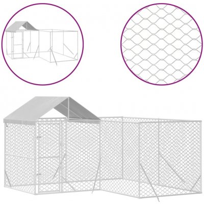 vidaXL Venkovní bouda pro psy se střechou Stříbrná 400 x 400 x 250 cm – Zboží Mobilmania