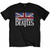 Pánské tričko s potiskem The Beatles tričko Drop T Logo & Vintage Flag Black