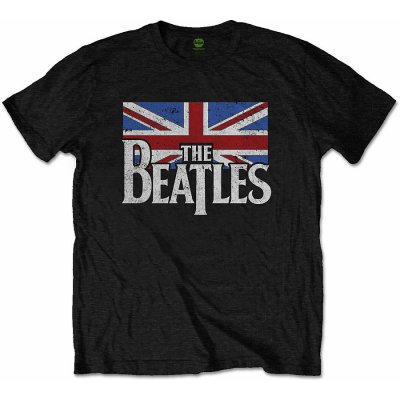 The Beatles tričko Drop T Logo & Vintage Flag Black – Zbozi.Blesk.cz