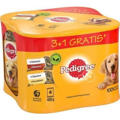 Pedigree Adult kuřecí a hovězí maso v želé 4 x 400 g – Hledejceny.cz