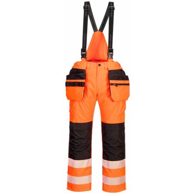 PORTWEST HI-VIS PW356 Reflexní nepromokavé kalhoty s laclem HV oranžová/černá – Zboží Mobilmania