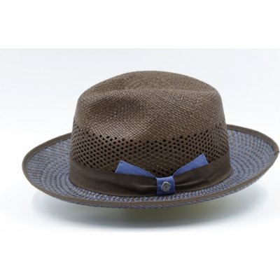 Fedora Bogart dvoubarevný panamský klobouk s hedvábnou stuhou ručně pletený Ekvádorská panama Marone – Zboží Mobilmania