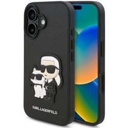 Karl Lagerfeld PU Saffiano Karl and Choupette Zadní Kryt pro iPhone 16 Plus Black KLHCP16MSANKCPK