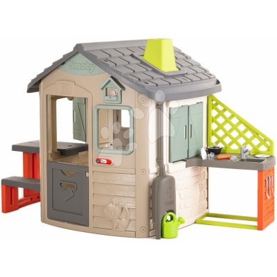 Smoby Domček ekologický s výbavou pre kuchára Neo Jura Lodge Playhouse Green rozšíriteľný SM810230-F – Zboží Mobilmania