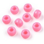 Akrylové korálky - pony beads - růžové - 6 x 9 mm - 10 ks – Sleviste.cz