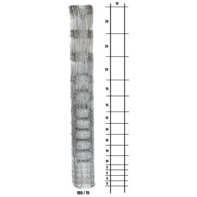 Lesnické pletivo uzlové - výška 160 cm, drát 1,6/2,0 mm, 15 drátů