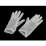 Společenské rukavice tylové s perlou bílá – Zboží Dáma