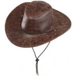 Hnědý kovbojský klobouk s koženým vzhledem