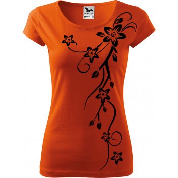 Adler/Malfini Dámské tričko Pure - Květiny Barva motivu: ČERNÁ, Barva trička:  ORANŽOVÁ, Velikost trička: XL od 469 Kč - Heureka.cz