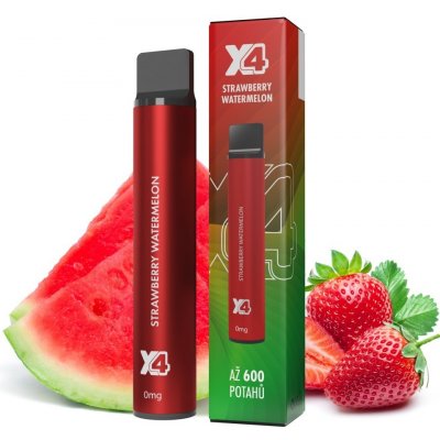 X4 Bar Zero Strawberry Watermelon 0 mg 600 potáhnutí – Zboží Dáma