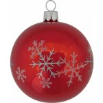 Ornex Vánoční ozdoba skleněná koule s bílými vločkami červená 7 cm – Zboží Mobilmania
