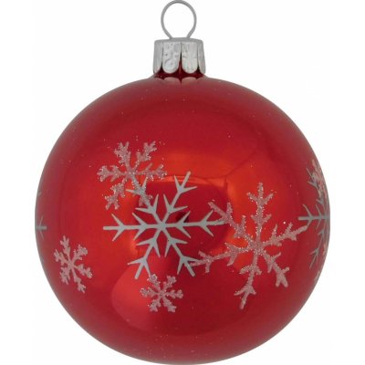 Ornex Vánoční ozdoba skleněná koule s bílými vločkami červená 7 cm – Zboží Mobilmania