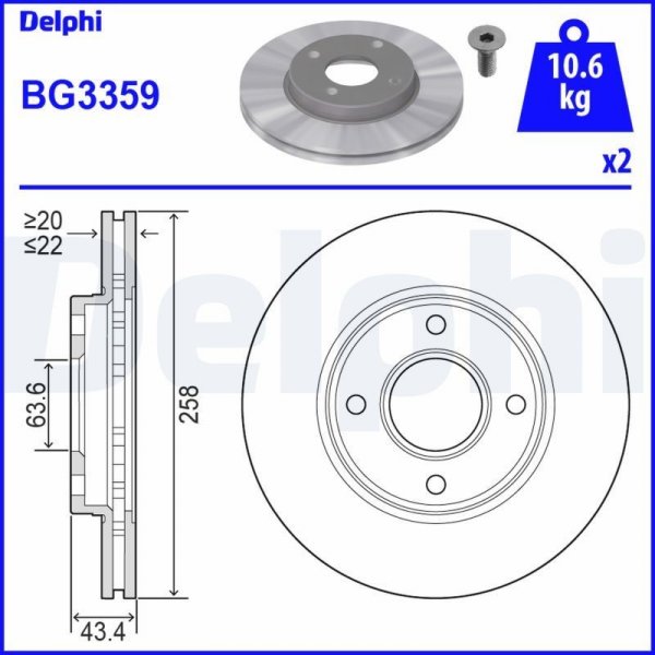 Brzdové kotouče Brzdový kotouč DELPHI BG3359