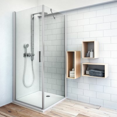 Roth TCO1+TB Čtvercový sprchový kout 80 cm, otevírací dveře, Brillant / Transparent, TCO1/800_TB/800_br_tr – Sleviste.cz
