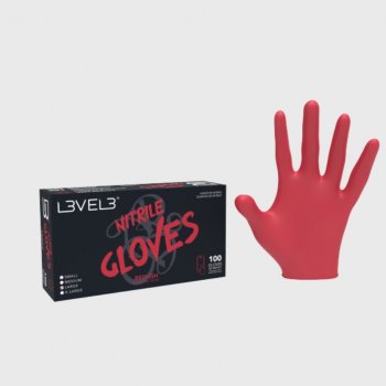 L3VEL3 Nitrile Gloves Red 100 ks