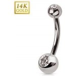 Šperky4U zlatý piercing do pupíku banánek velký ZL01091C-WG – Zboží Mobilmania