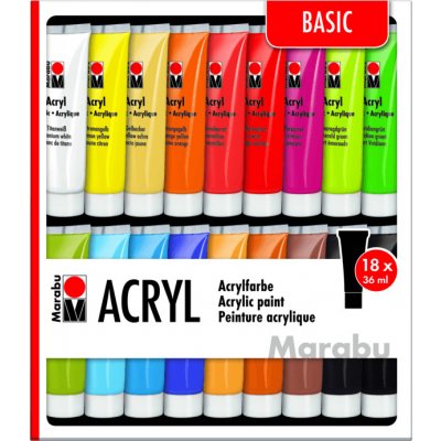 akrylové barvy Marabu Acryl Color sada 18 x 36 ml Basic – Hledejceny.cz