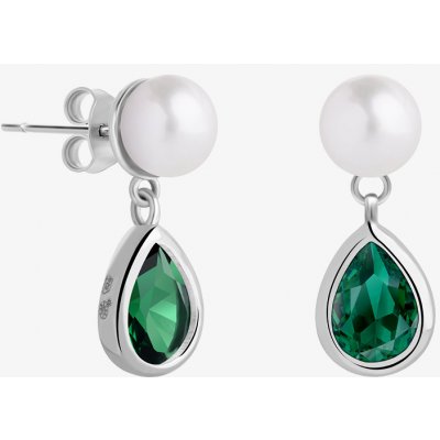 Preciosa stříbrné Pure Pearl s říční perlou a kubickou zirkonií Preciosa emerald 5337 66 – Zboží Mobilmania