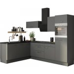 Optifit se spotřebiči Mats825 Rohová kuchyňská linka 270 cm barva čela čedičová šedá matná barva korpusu šedá – Zboží Dáma