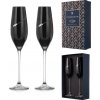 Sklenice BOHEMIA CRYSTAL Sklenice na sekt flétny přátelská souprava Silhouette black . Swarovski 2 x 210 ml