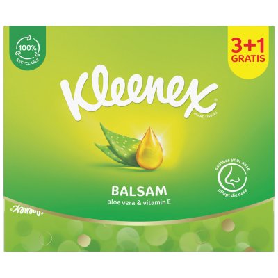 Kleenex Balsam papírové kapesníčky v krabičce 3-vrstvé 4 × 64 ks – Zbozi.Blesk.cz