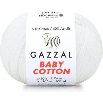 Gazzal Příze Baby cotton 3432 sněhově bílá – Zbozi.Blesk.cz