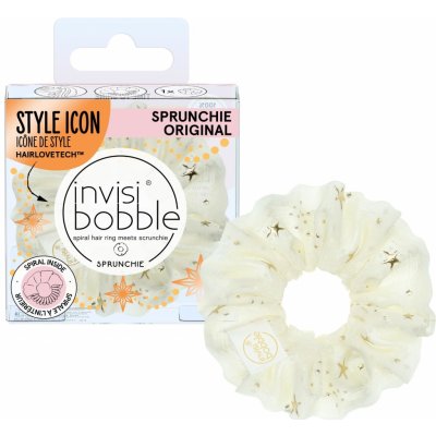 Ozdobná spirálová gumička do vlasů Invisibobble Sprunchie Original Time to Shine The Sparkle is Real - krémová – Zboží Mobilmania
