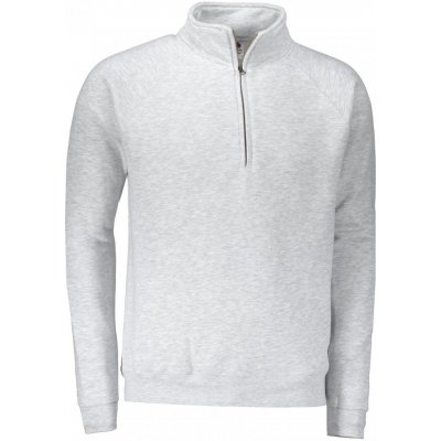 Fruit of the Loom Mikina Premium Zip Neck Sweat Heather Grey