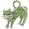 Brož Biju brož kočka s broušenými kamínky zelená 9001696