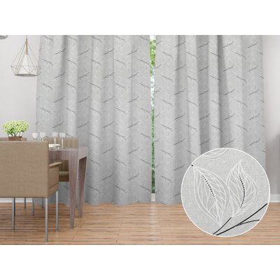 Biante Dekorační závěs Leona LN-165 Pnoucí lístky na šedém 130x200 cm – Hledejceny.cz