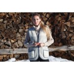 Wooline vesta z ovčí vlny Alpen Zip bez límce světle šedá – Zboží Dáma
