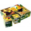 Dřevěná hračka Topa Kostky kubus Domácí zvířátka 12 ks v krabičce 16,5 x 12 x 4 cm