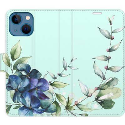 Pouzdro iSaprio Flip s kapsičkami na karty - Blue Flowers Apple iPhone 13 mini – Zboží Mobilmania